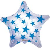 Royal Blue Patterned Star Clear View Balloon (22inch)