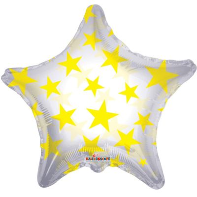 Yellow Patterned Star Clear View Balloon (22inch)