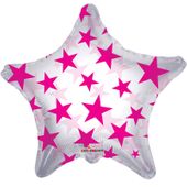 Hot Pink Patterned Star Clear View Balloon (22inch)