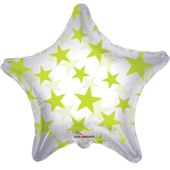 Lime Green Patterned Star Clear View Balloon (22inch)