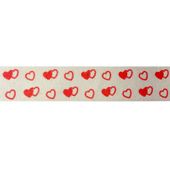 White with Red & White Hearts Ribbon