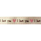 I Love you with Pink Hearts Ribbon