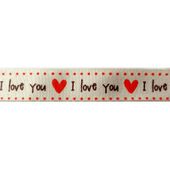 I Love you with Red Hearts Ribbon