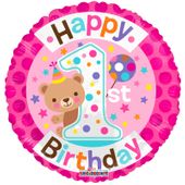 1st Birthday Girl Balloon (18 inch)