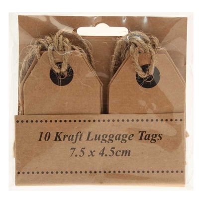 Kraft Luggage Tags (x10) (7.5x4.5cm)