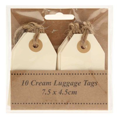 Cream Luggage Tags (x10) (7.5x4.5cm)