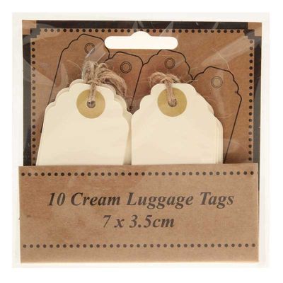 Cream Luggage Tags (x10) (7x3.5cm)